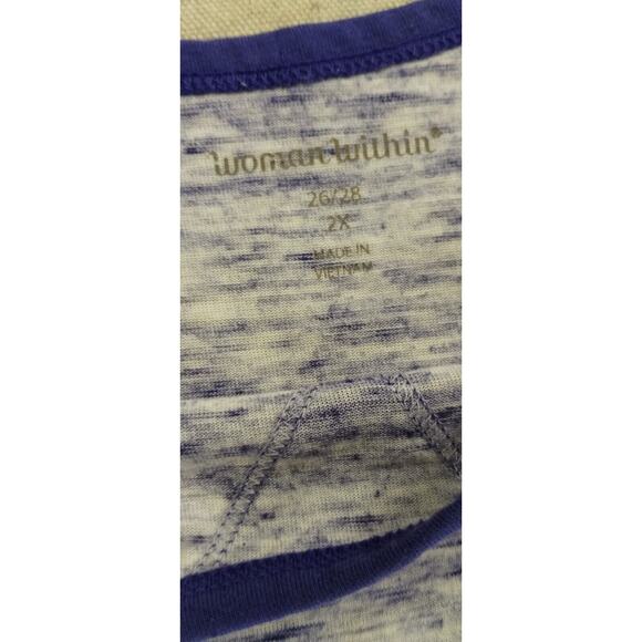 Woman Within Womens Top 3/4 Sleeve Raglan V Stitch Pullover Marled Purple 2X - Picture 5 of 8